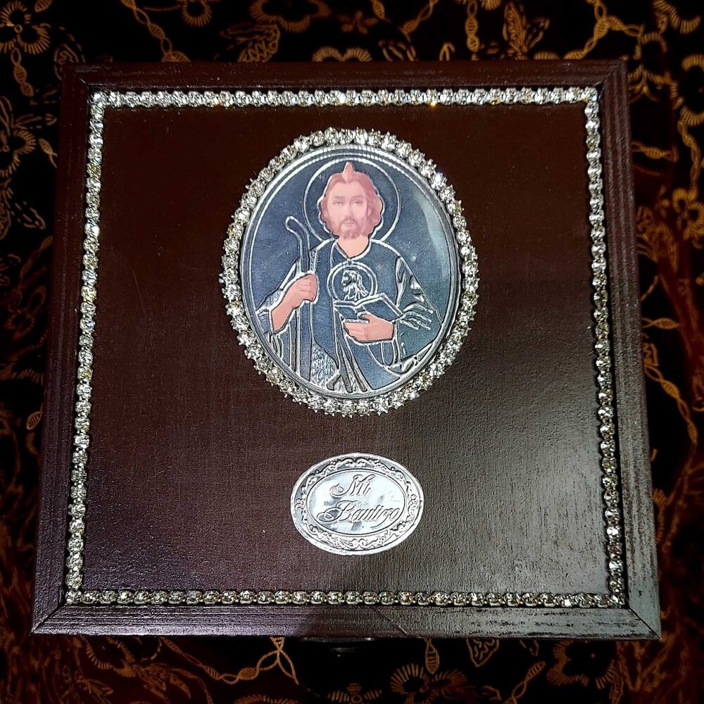 5 Pcs Set de Vela Bautizo en Caja de Madera Baptism Christening Candle Gift Set